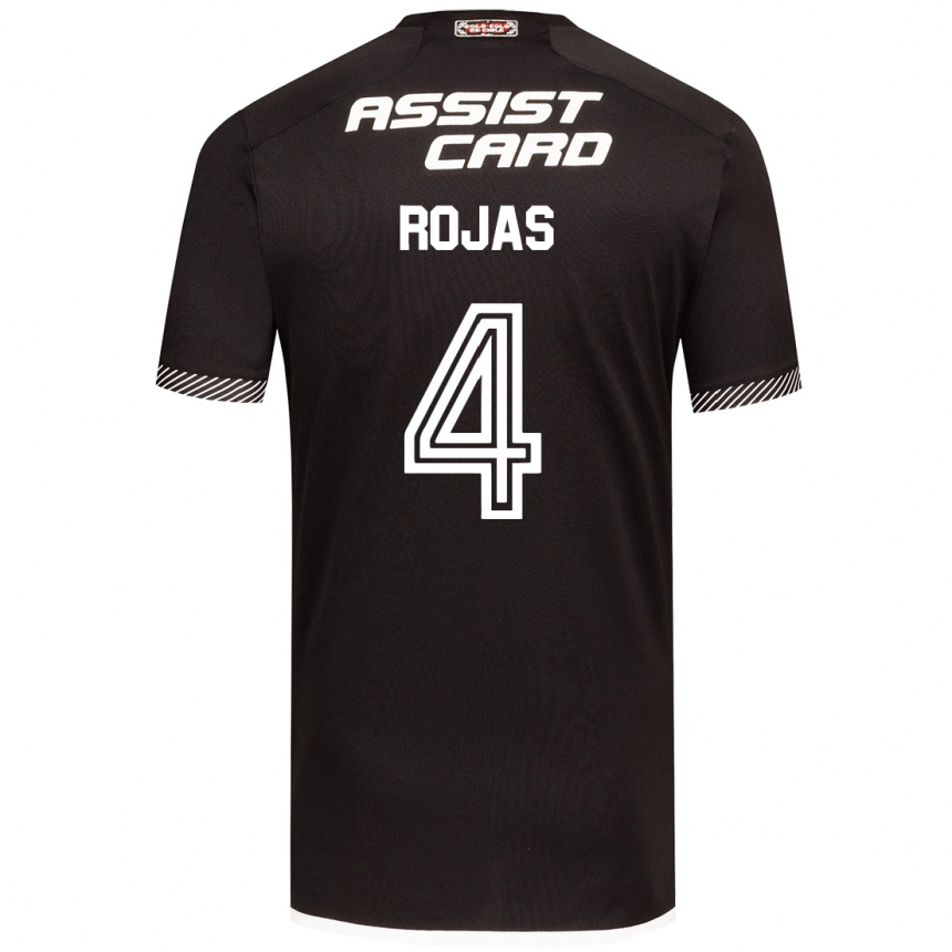 Enfant Football Maillot Javier Rojas #4 Noir Blanc Tenues Extérieur 2024/25