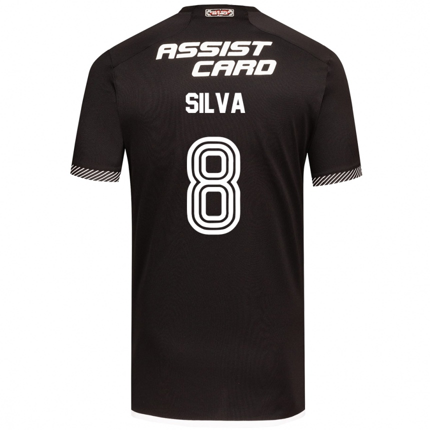 Enfant Football Maillot Bastián Silva #8 Noir Blanc Tenues Extérieur 2024/25