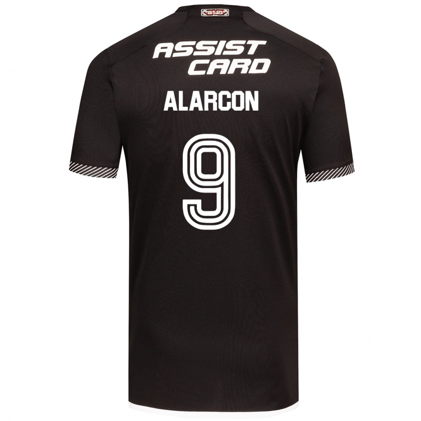 Enfant Football Maillot Cristian Alarcón #9 Noir Blanc Tenues Extérieur 2024/25