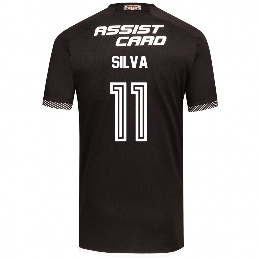 Enfant Football Maillot Martín Silva #11 Noir Blanc Tenues Extérieur 2024/25