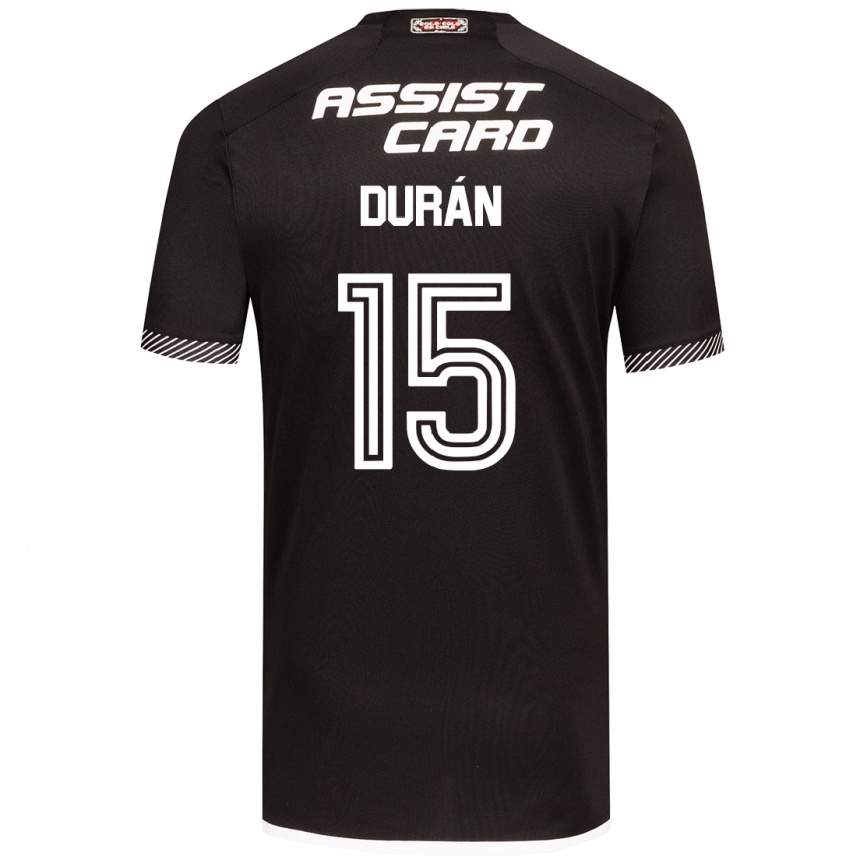 Enfant Football Maillot José Durán #15 Noir Blanc Tenues Extérieur 2024/25