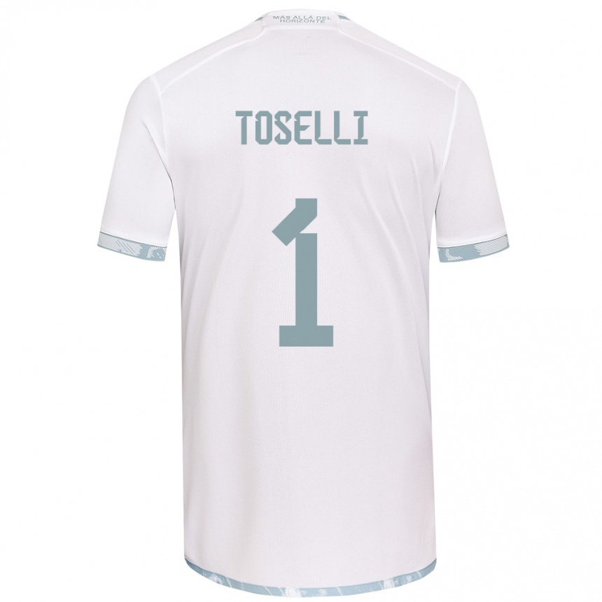 Enfant Football Maillot Cristopher Toselli #1 Blanc Gris Tenues Extérieur 2024/25