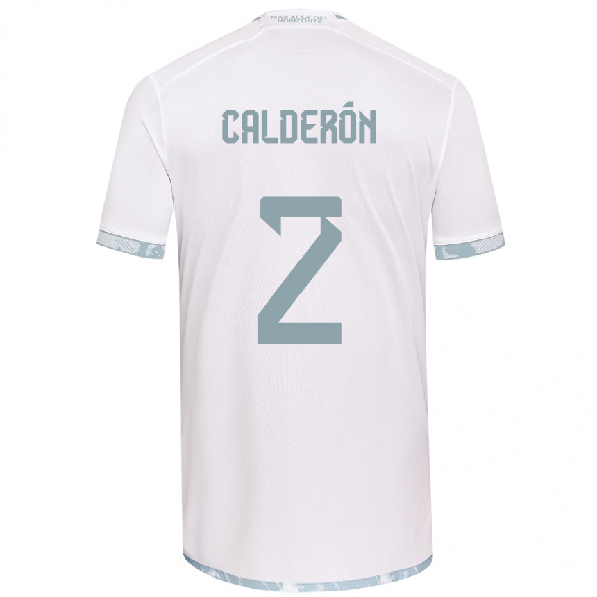 Enfant Football Maillot Franco Calderón #2 Blanc Gris Tenues Extérieur 2024/25