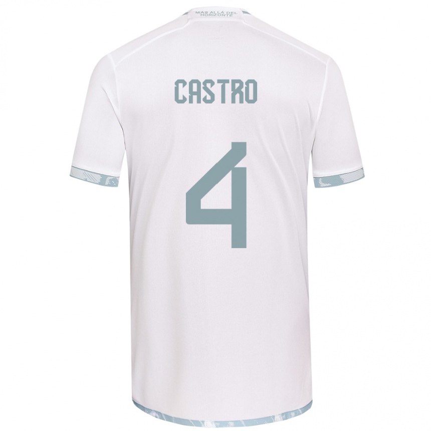 Enfant Football Maillot José Ignacio Castro #4 Blanc Gris Tenues Extérieur 2024/25