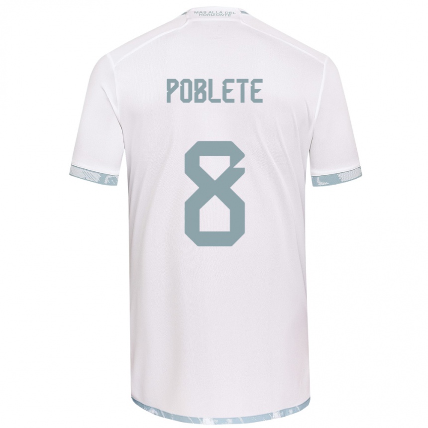 Enfant Football Maillot Israel Poblete #8 Blanc Gris Tenues Extérieur 2024/25