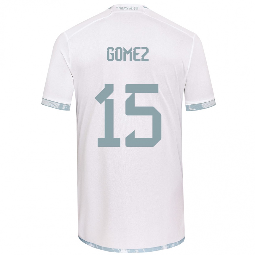 Enfant Football Maillot Juan Pablo Gómez #15 Blanc Gris Tenues Extérieur 2024/25