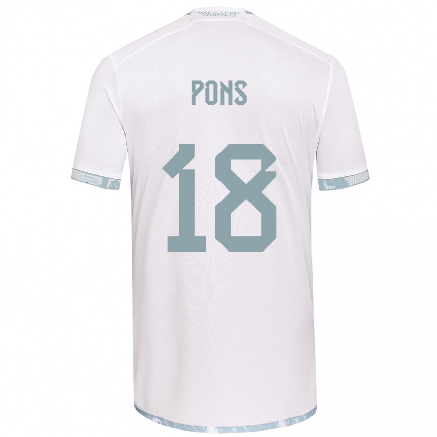 Enfant Football Maillot Luciano Pons #18 Blanc Gris Tenues Extérieur 2024/25