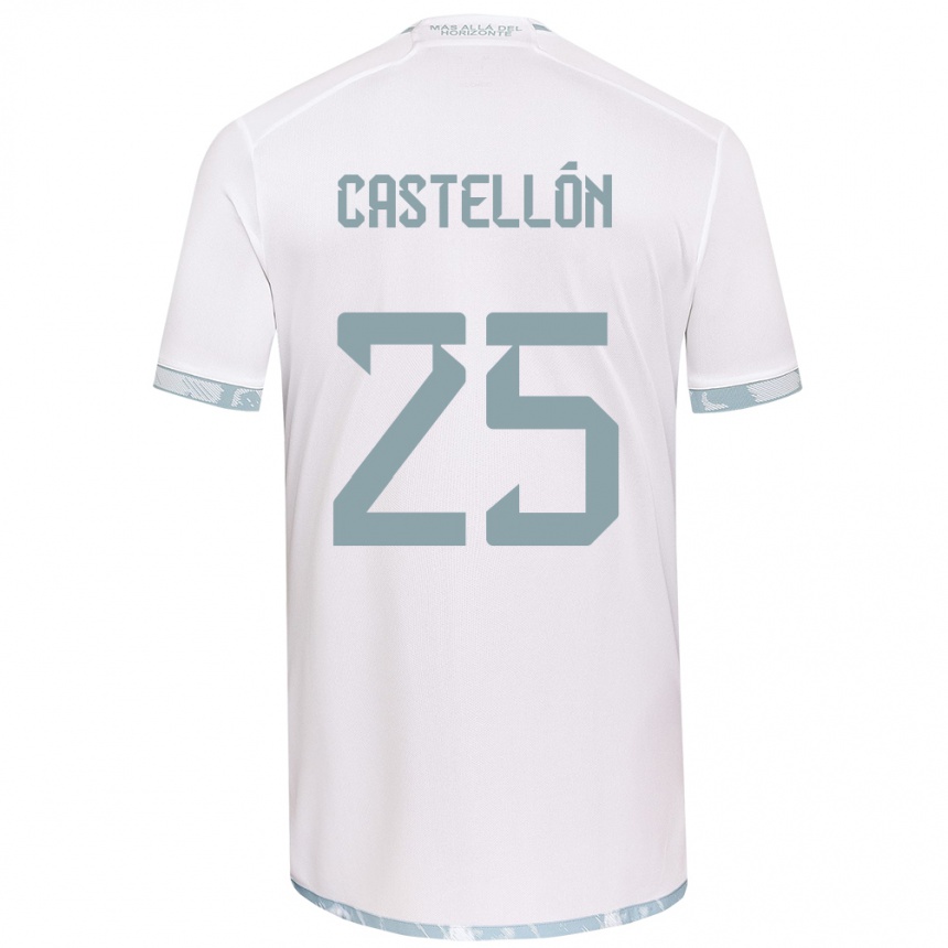 Enfant Football Maillot Gabriel Castellón #25 Blanc Gris Tenues Extérieur 2024/25