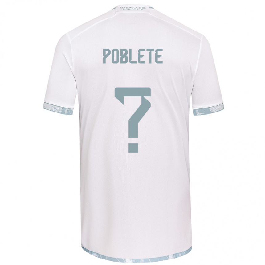 Enfant Football Maillot José Poblete #0 Blanc Gris Tenues Extérieur 2024/25