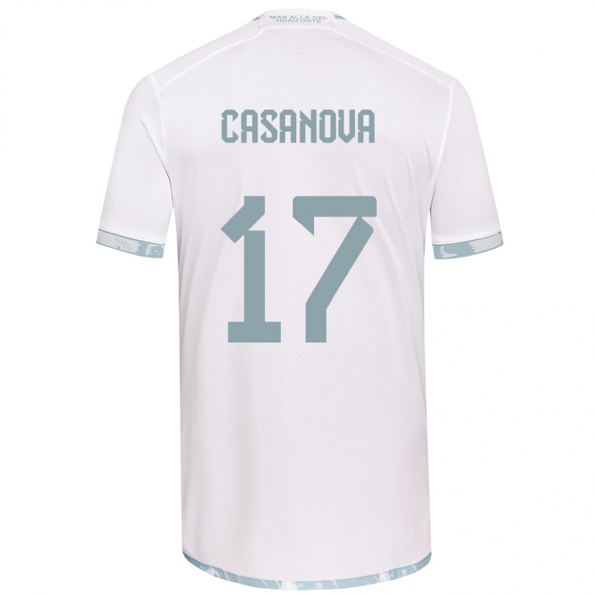 Enfant Football Maillot Luis Casanova #17 Blanc Gris Tenues Extérieur 2024/25