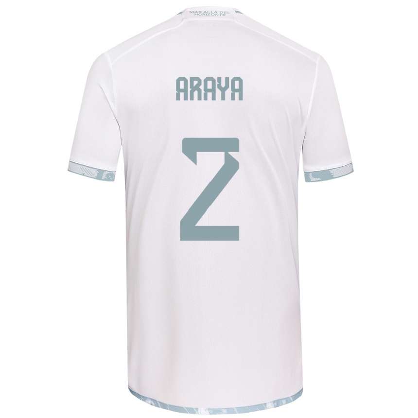 Enfant Football Maillot Fernanda Araya #2 Blanc Gris Tenues Extérieur 2024/25