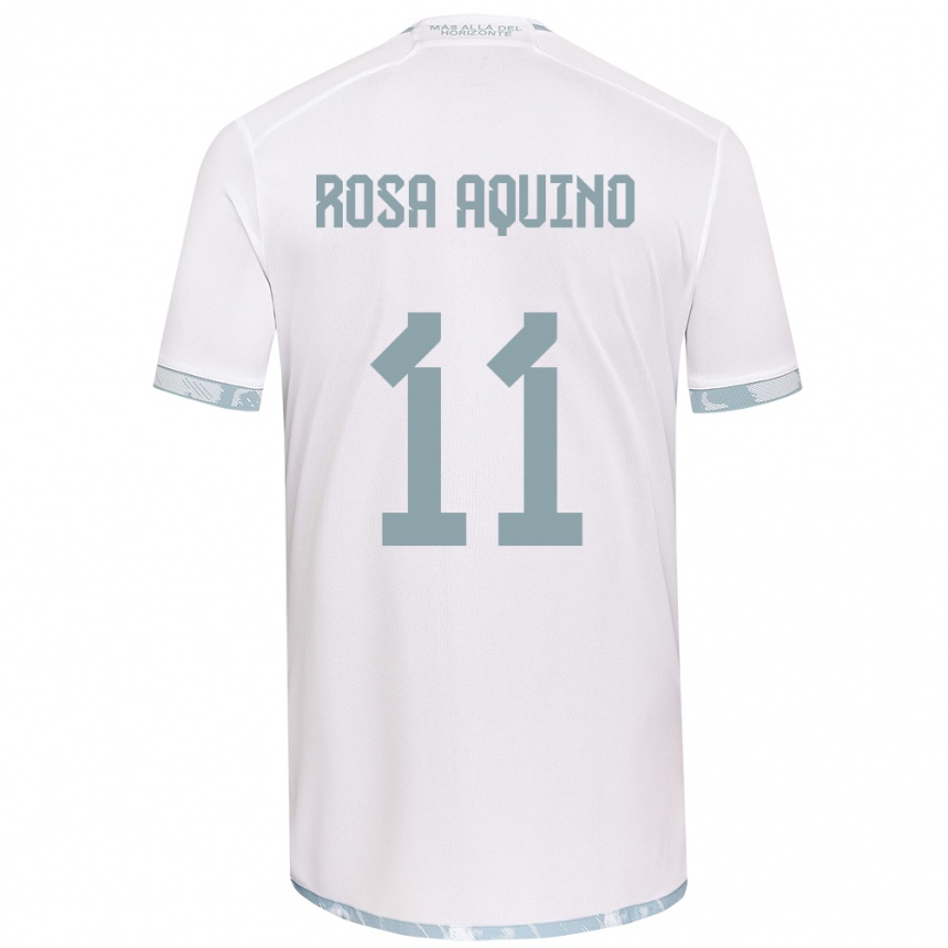 Enfant Football Maillot Rosa Aquino #11 Blanc Gris Tenues Extérieur 2024/25