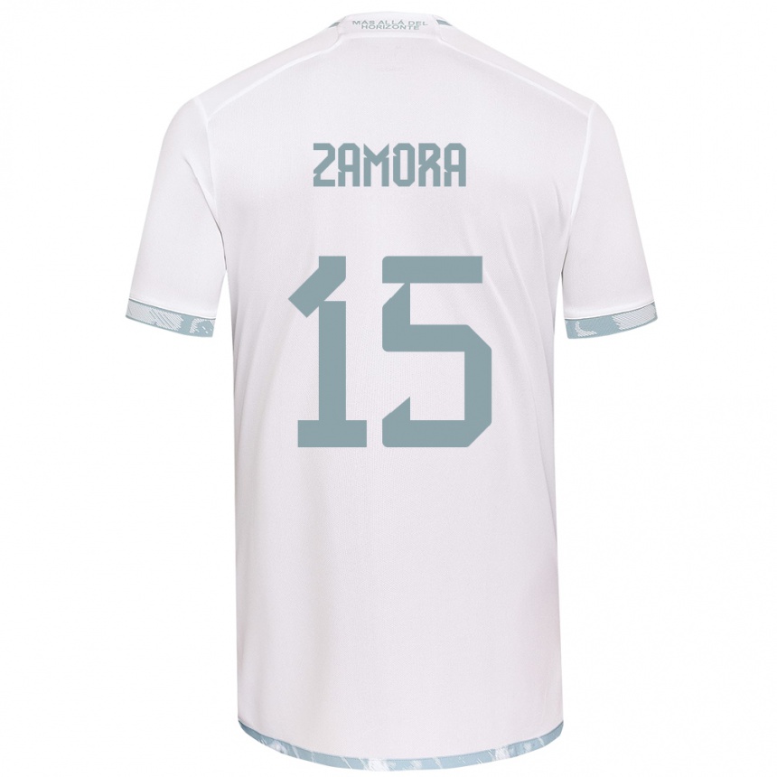 Enfant Football Maillot Daniela Zamora #15 Blanc Gris Tenues Extérieur 2024/25