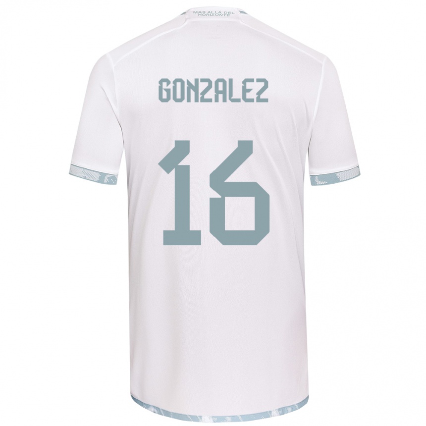 Enfant Football Maillot Monserratt González #16 Blanc Gris Tenues Extérieur 2024/25