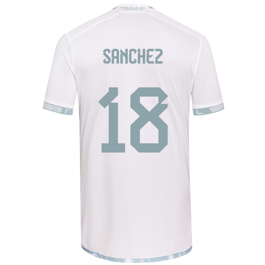 Enfant Football Maillot Bárbara Sánchez #18 Blanc Gris Tenues Extérieur 2024/25