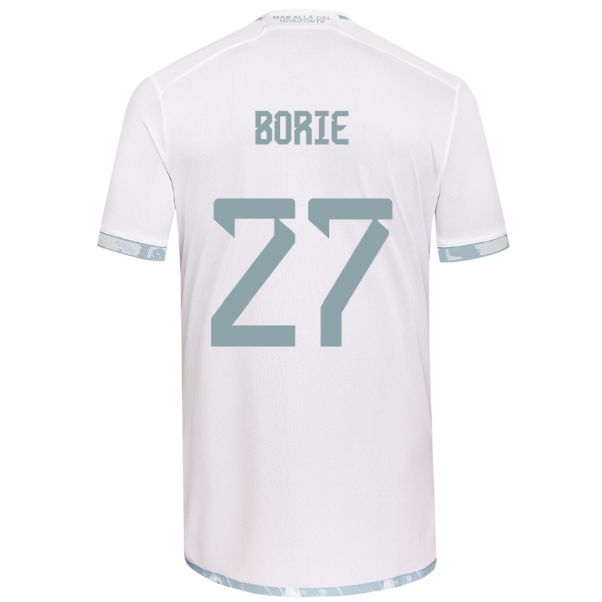 Enfant Football Maillot Emilie Borie #27 Blanc Gris Tenues Extérieur 2024/25