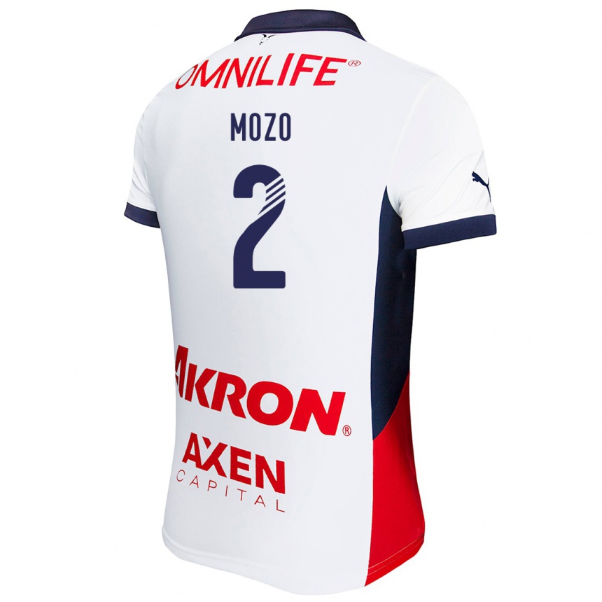 Enfant Football Maillot Alan Mozo #2 Blanc Rouge Bleu Tenues Extérieur 2024/25