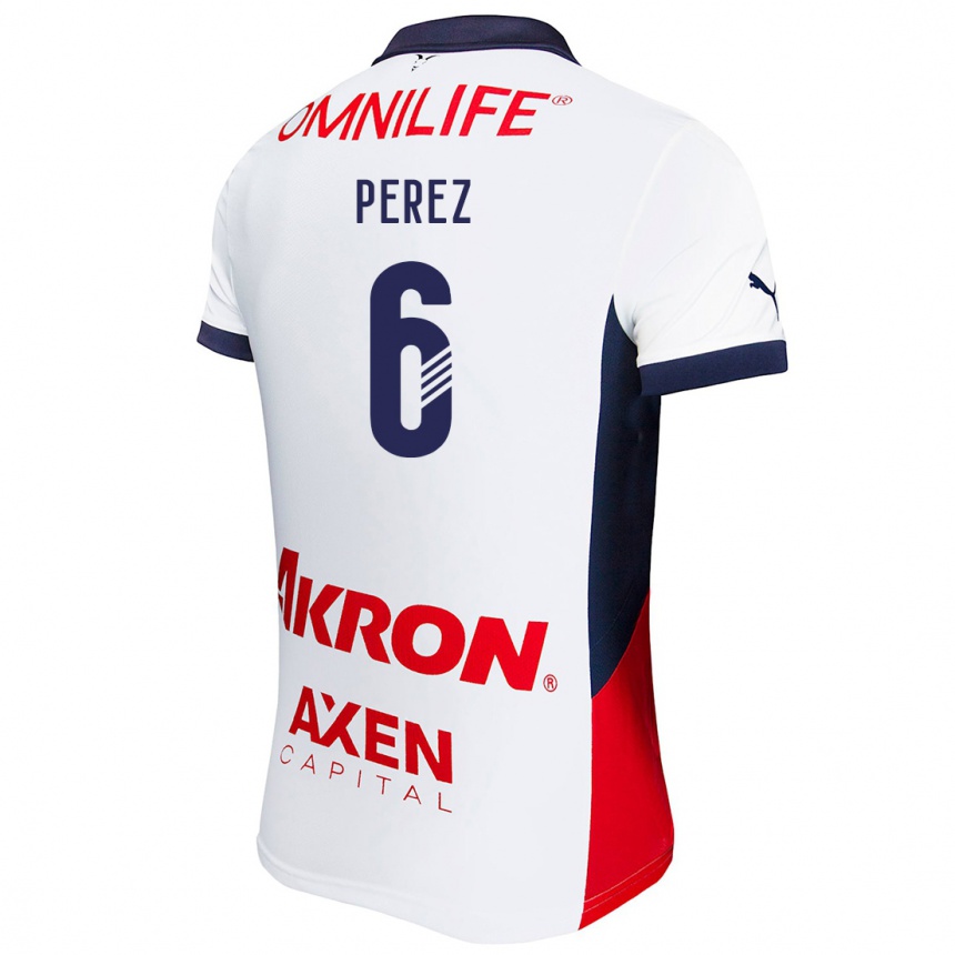 Enfant Football Maillot Pável Pérez #6 Blanc Rouge Bleu Tenues Extérieur 2024/25