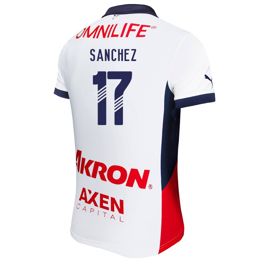 Enfant Football Maillot Jesús Sánchez #17 Blanc Rouge Bleu Tenues Extérieur 2024/25