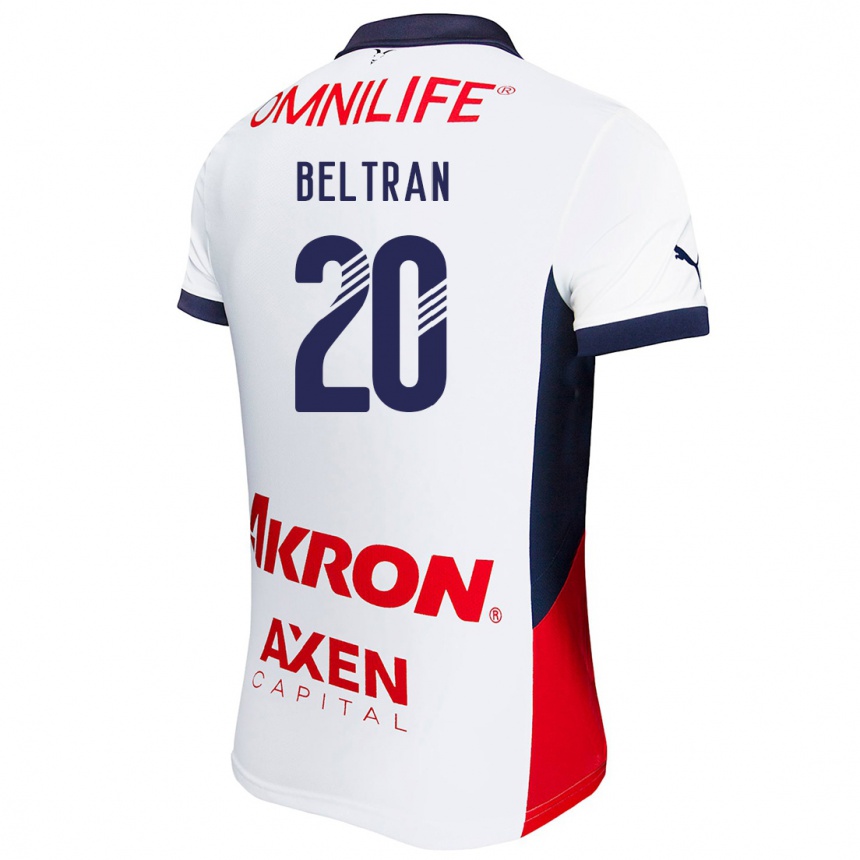 Enfant Football Maillot Fernando Beltrán #20 Blanc Rouge Bleu Tenues Extérieur 2024/25