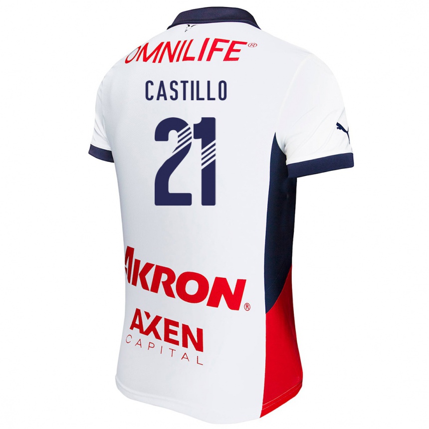 Enfant Football Maillot José Castillo #21 Blanc Rouge Bleu Tenues Extérieur 2024/25