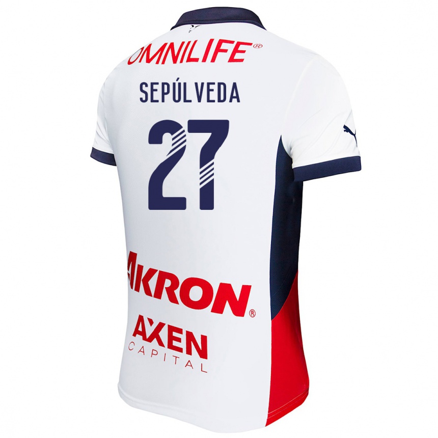 Enfant Football Maillot Leonardo Sepúlveda #27 Blanc Rouge Bleu Tenues Extérieur 2024/25