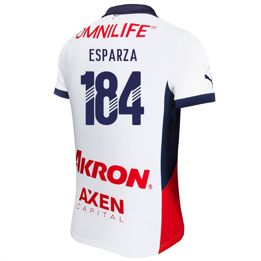 Enfant Football Maillot Sebastián Esparza #184 Blanc Rouge Bleu Tenues Extérieur 2024/25