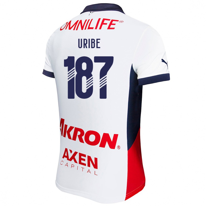 Enfant Football Maillot Juan Uribe #187 Blanc Rouge Bleu Tenues Extérieur 2024/25