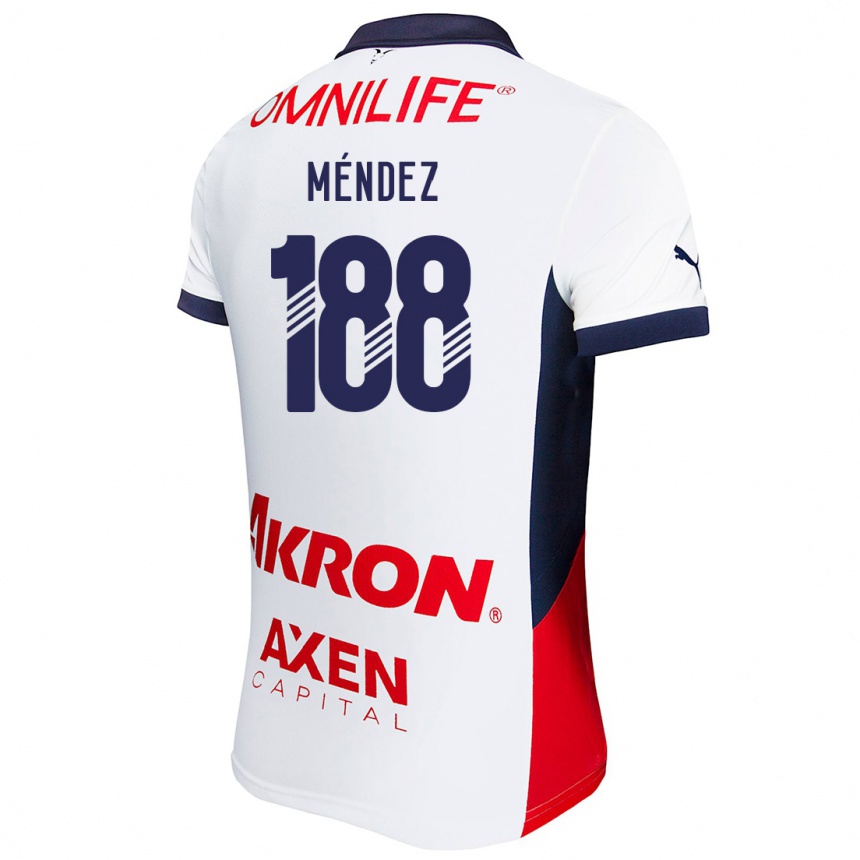 Enfant Football Maillot Francisco Méndez #188 Blanc Rouge Bleu Tenues Extérieur 2024/25