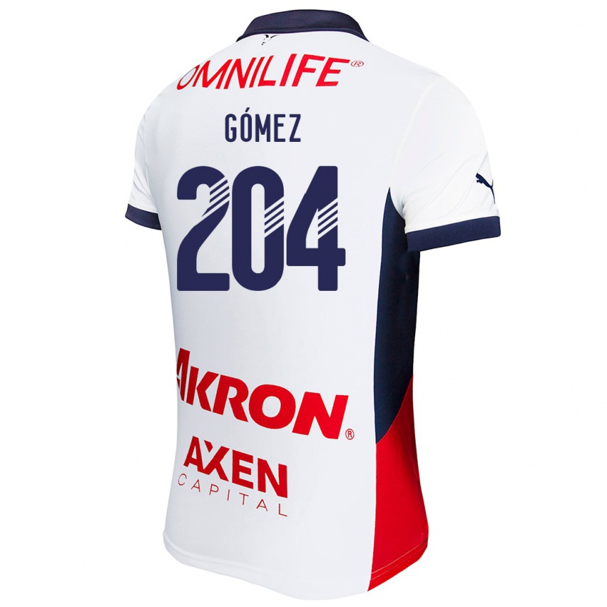 Enfant Football Maillot Luis Gómez #204 Blanc Rouge Bleu Tenues Extérieur 2024/25