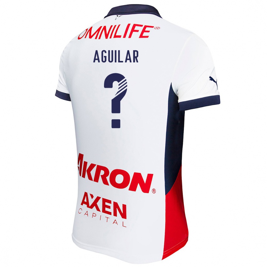 Enfant Football Maillot Alexander Aguilar #0 Blanc Rouge Bleu Tenues Extérieur 2024/25