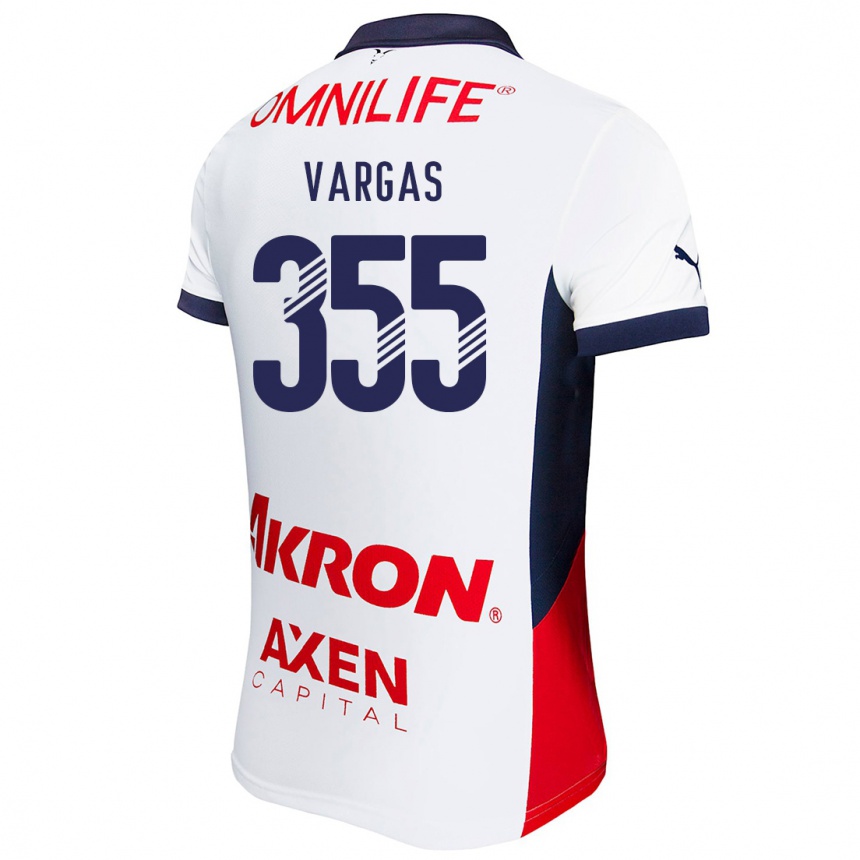 Enfant Football Maillot Edgar Vargas #355 Blanc Rouge Bleu Tenues Extérieur 2024/25