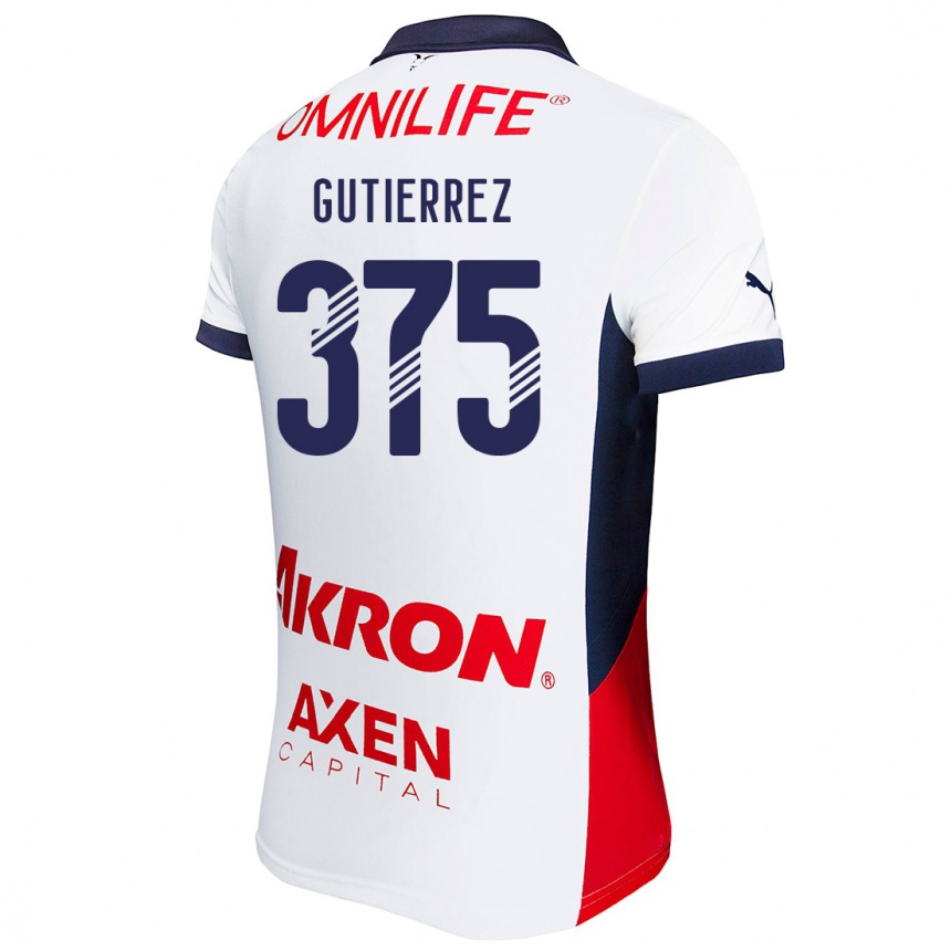 Enfant Football Maillot Gerson Gutiérrez #375 Blanc Rouge Bleu Tenues Extérieur 2024/25