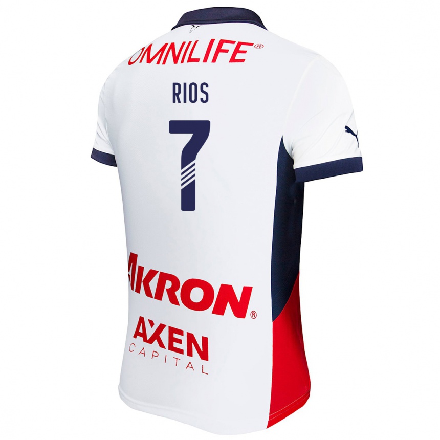 Enfant Football Maillot Daniel Ríos #7 Blanc Rouge Bleu Tenues Extérieur 2024/25