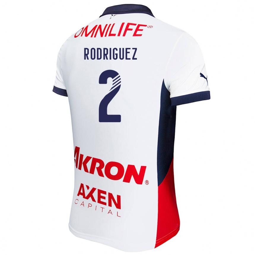 Enfant Football Maillot Jaqueline Rodríguez #2 Blanc Rouge Bleu Tenues Extérieur 2024/25