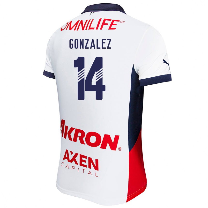 Enfant Football Maillot Ivonne González #14 Blanc Rouge Bleu Tenues Extérieur 2024/25