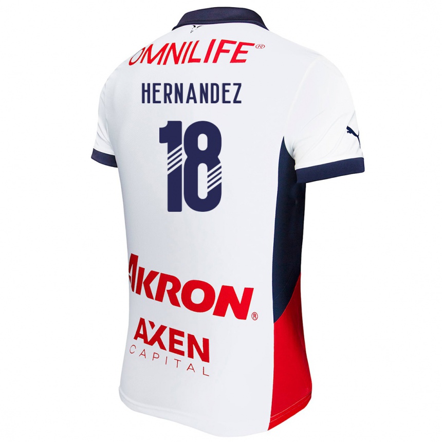 Enfant Football Maillot Montserrat Hernández #18 Blanc Rouge Bleu Tenues Extérieur 2024/25