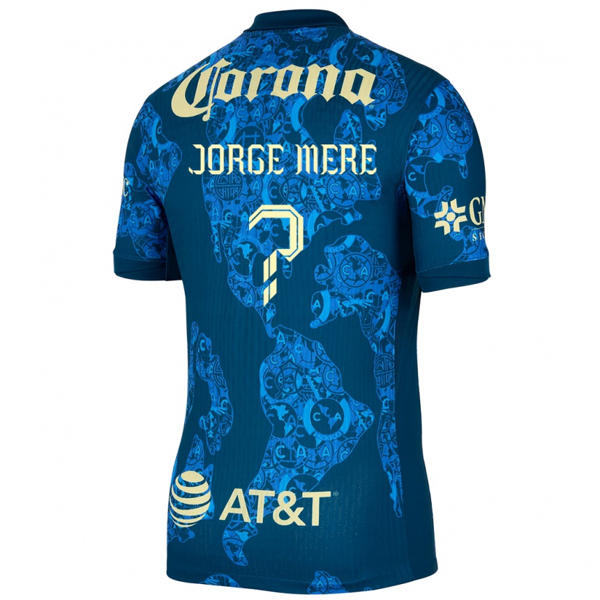 Enfant Football Maillot Jorge Meré #0 Bleu Jaune Tenues Extérieur 2024/25