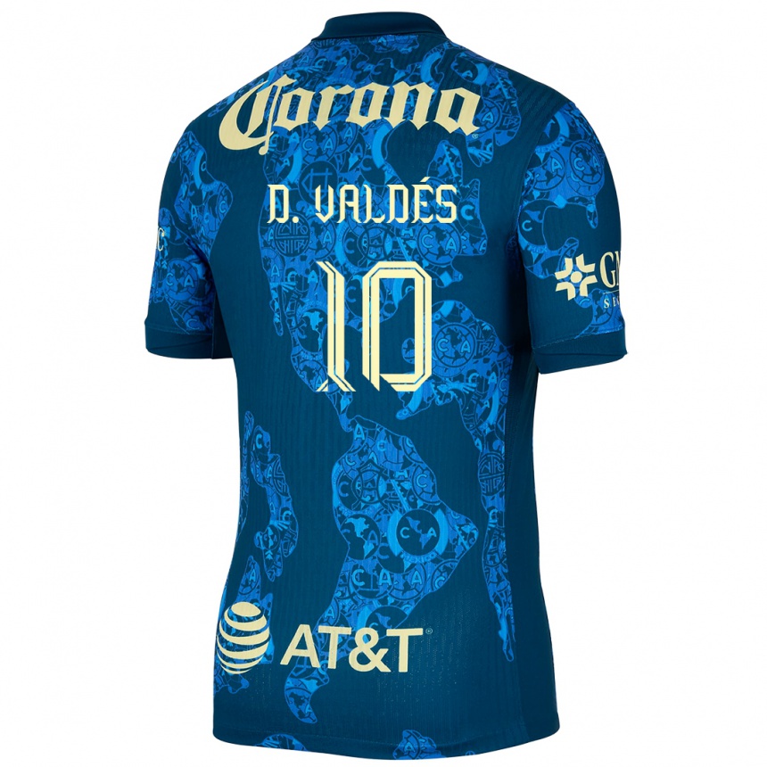 Enfant Football Maillot Diego Valdés #10 Bleu Jaune Tenues Extérieur 2024/25