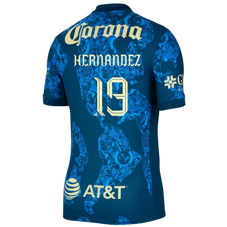 Enfant Football Maillot Illian Hernández #19 Bleu Jaune Tenues Extérieur 2024/25