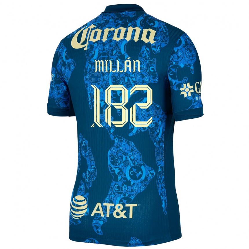 Enfant Football Maillot Daniel Millán #182 Bleu Jaune Tenues Extérieur 2024/25