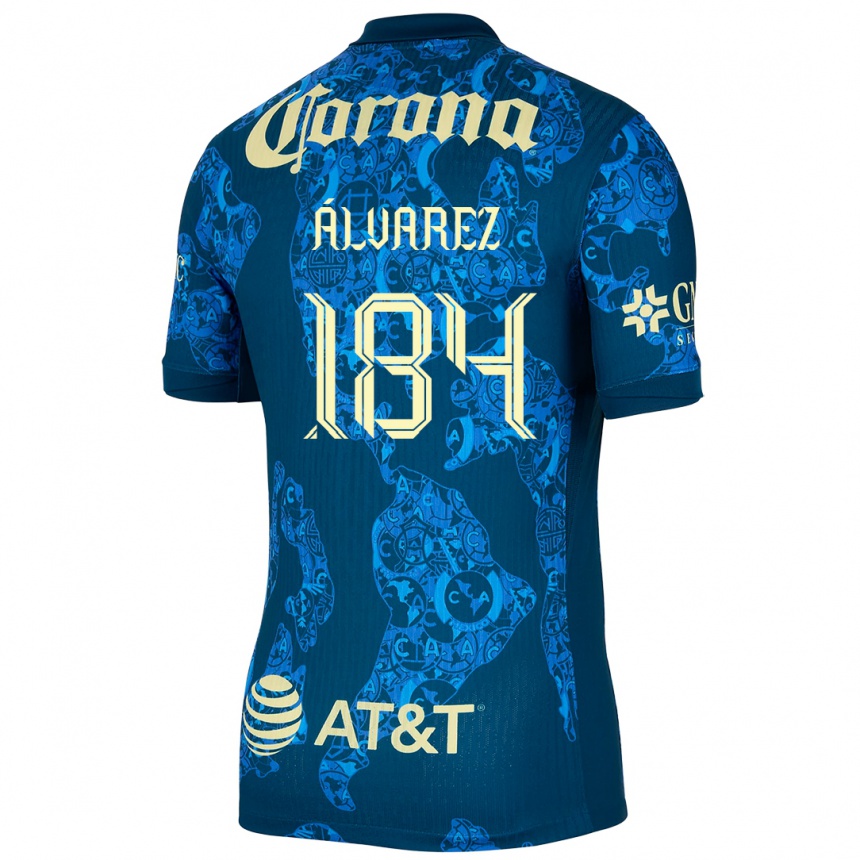 Enfant Football Maillot Antonio Álvarez #184 Bleu Jaune Tenues Extérieur 2024/25