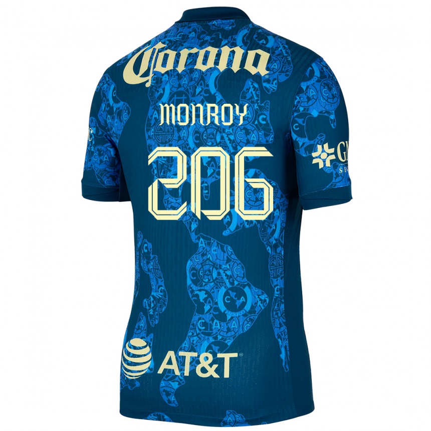 Enfant Football Maillot Diego Monroy #206 Bleu Jaune Tenues Extérieur 2024/25