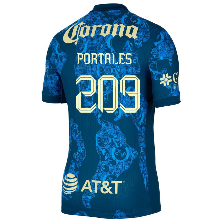 Enfant Football Maillot Walter Portales #209 Bleu Jaune Tenues Extérieur 2024/25