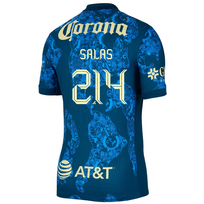 Enfant Football Maillot Patricio Salas #214 Bleu Jaune Tenues Extérieur 2024/25