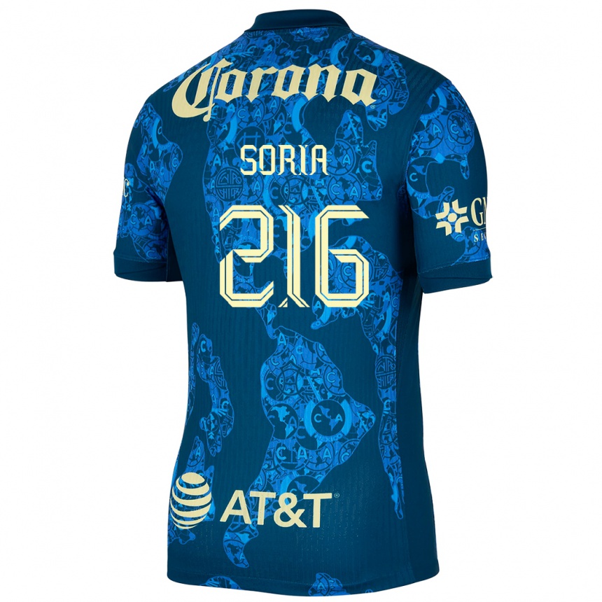 Enfant Football Maillot Emiliano Soria #216 Bleu Jaune Tenues Extérieur 2024/25