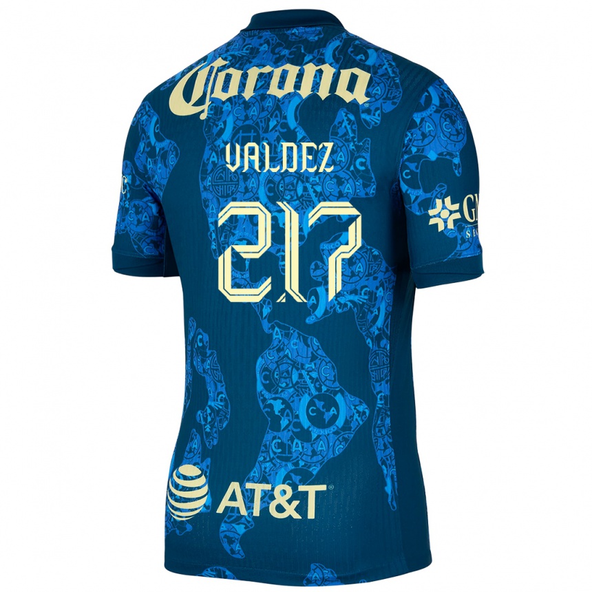 Enfant Football Maillot Víctor Valdez #217 Bleu Jaune Tenues Extérieur 2024/25