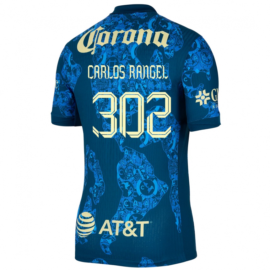 Enfant Football Maillot Juan Carlos Rangel #302 Bleu Jaune Tenues Extérieur 2024/25