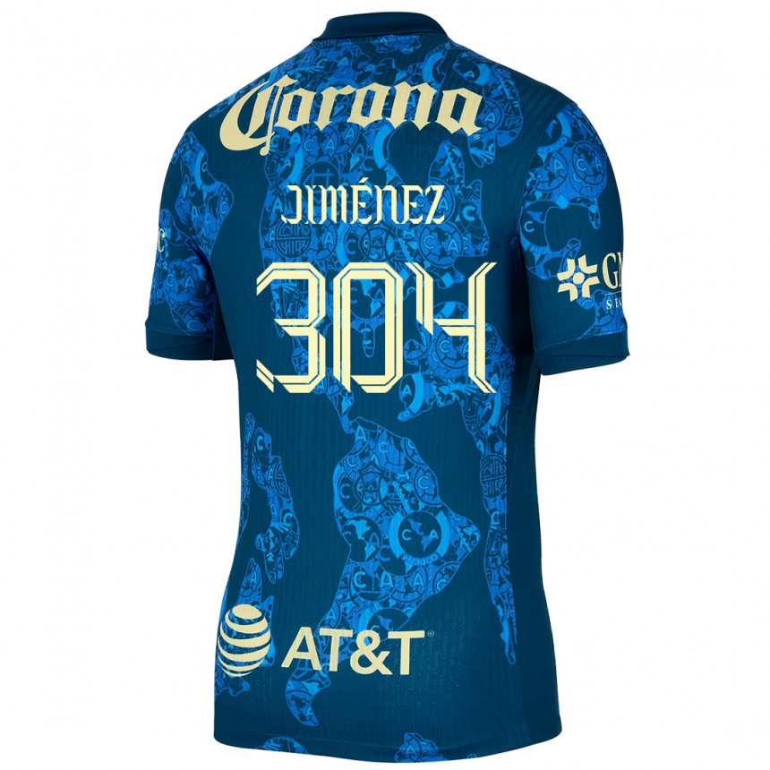 Enfant Football Maillot Derek Jiménez #304 Bleu Jaune Tenues Extérieur 2024/25