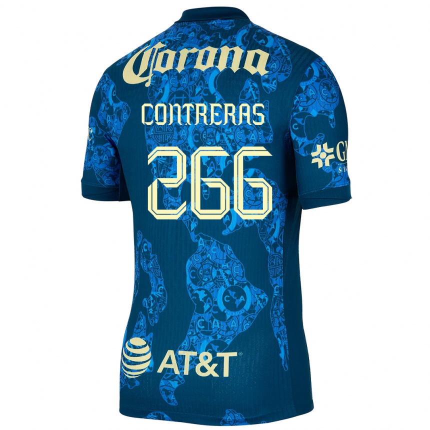 Enfant Football Maillot Ángel Contreras #266 Bleu Jaune Tenues Extérieur 2024/25